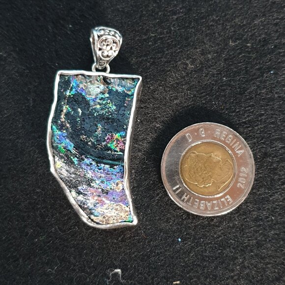 One of A Kind Ancient Roman Glass 925 Silver Pendant – 21.73g – Signed 925 FNA - Picture 5 of 13